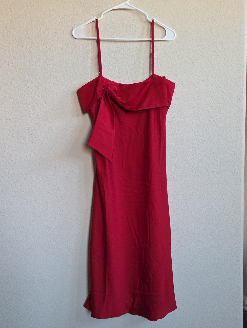 NWT Hutch Anthro Bow Front Red Satin Dress Spaghetti Strap Party Wedding Sz M